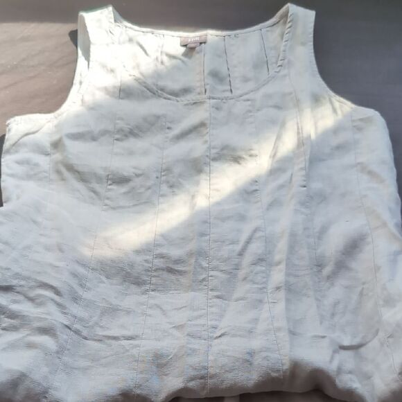 J. Jill Light Grey 💯 Linen Midi a Line Spliced Dress L - Picture 3 of 12